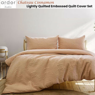 Ardor Chateau Cinnamon Embossed Quilt Cover Set King Payday Deals