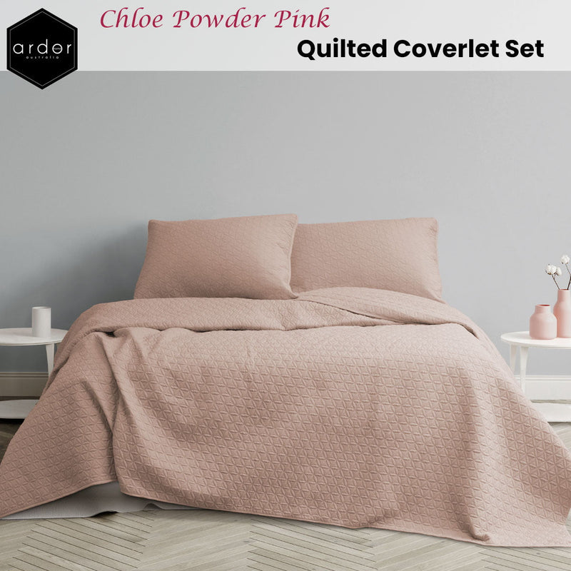 Ardor Chloe Powder Pink 3 Pcs Quilted Coverlet Set Queen/King Payday Deals