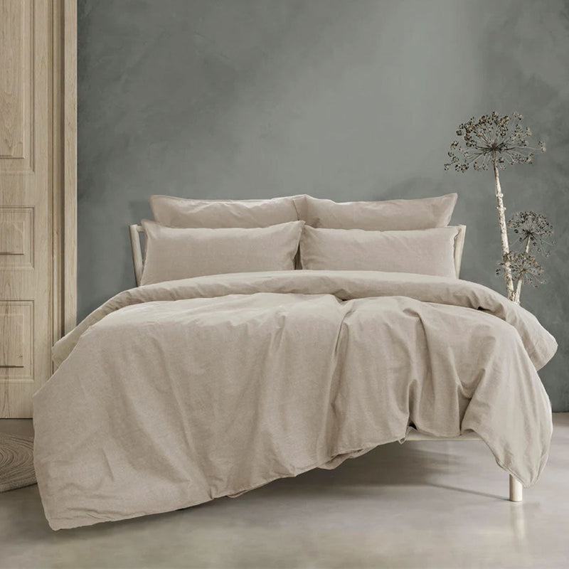 Ardor Embre Taupe (Also known as Warm Grey) 100% Washed Cotton Quilt Cover Set King Payday Deals