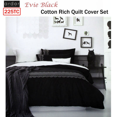 Ardor Evie Black Quilt Cover Set KING Payday Deals