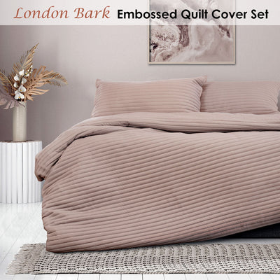 Ardor London Bark Embossed Quilt Cover Set King Payday Deals