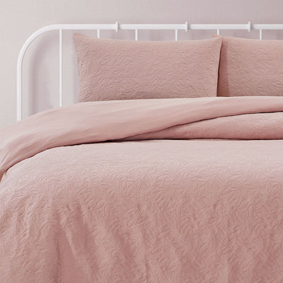 Ardor Lottie Blush Pinsonic Embossed Quilt Cover Set King Payday Deals