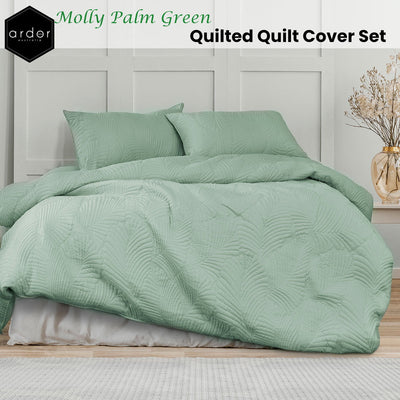 Ardor Molly Palm Green Quilted Quilt Cover Set King Payday Deals