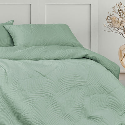 Ardor Molly Palm Green Quilted Quilt Cover Set King Payday Deals