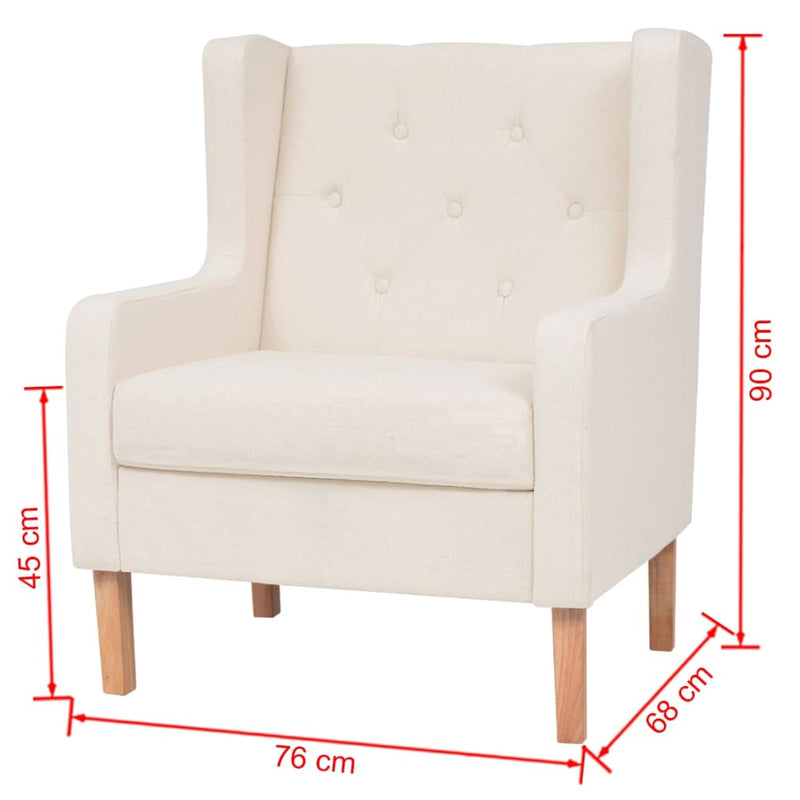 Armchair Cream White Fabric Payday Deals