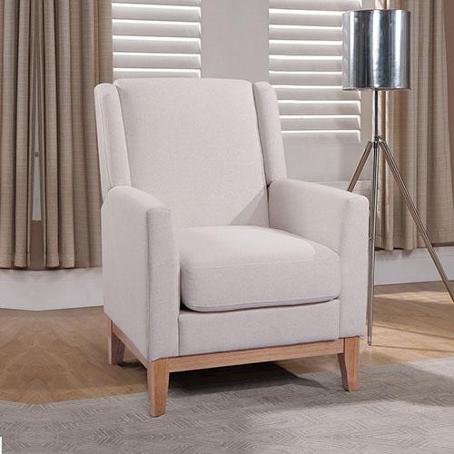 Armchair in Beige Colour Lounge Accent Chair Upholstered Fabric with Wooden leg Payday Deals