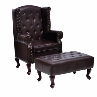 Armchair with Footstool Dark Brown Faux Leather Payday Deals