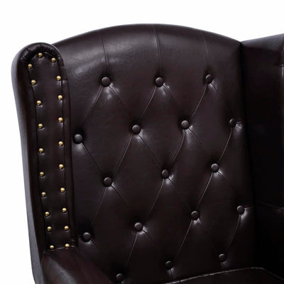 Armchair with Footstool Dark Brown Faux Leather Payday Deals