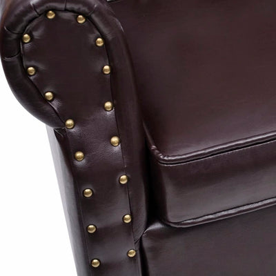 Armchair with Footstool Dark Brown Faux Leather Payday Deals