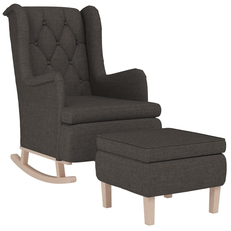 Armchair with Rocking Legs and Stool Dark Grey Fabric Payday Deals