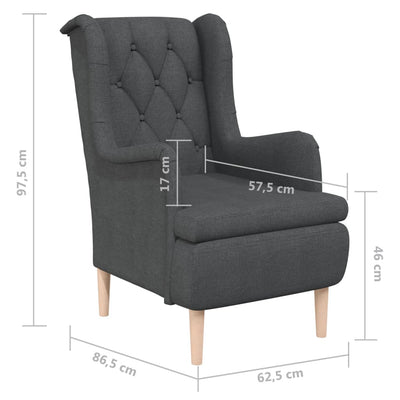 Armchair with Solid Rubber Wood Feet Dark Grey Fabric Payday Deals