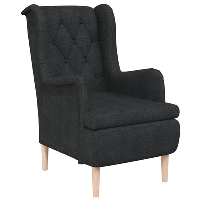 Armchair with Stool Black Fabric Payday Deals