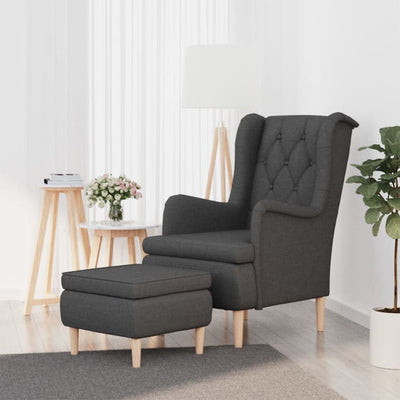 Armchair with Stool Dark Grey Fabric Payday Deals