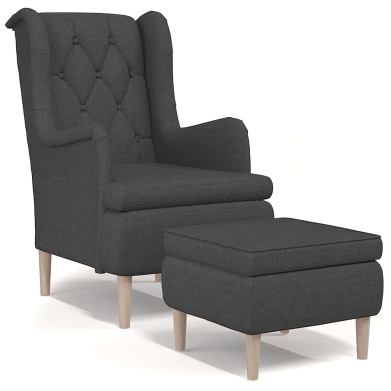 Armchair with Stool Dark Grey Fabric Payday Deals