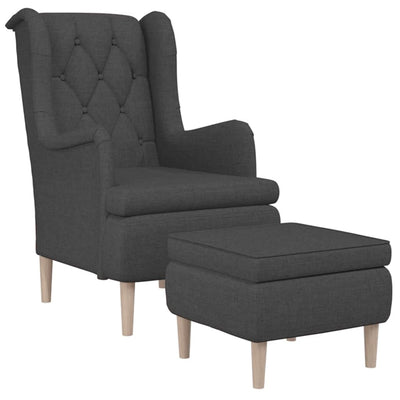 Armchair with Stool Dark Grey Fabric Payday Deals