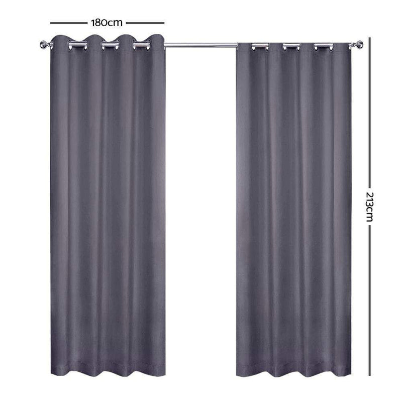 Art Queen 2 Panel 180 x 213cm Block Out Curtains - Grey
