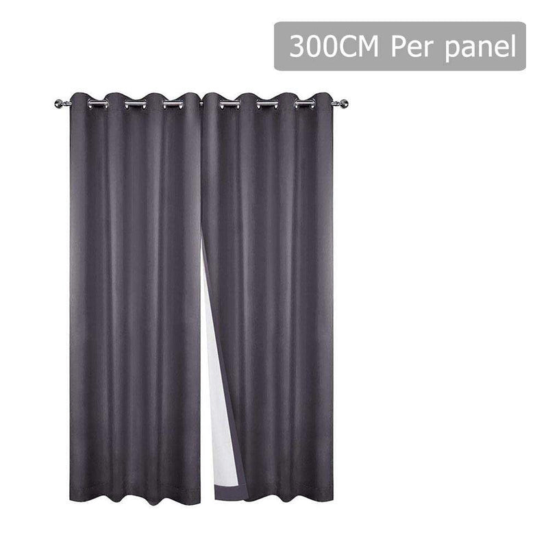 Art Queen 2 Panel 300 x 230cm Eyelet Blockout Curtains - Grey Payday Deals