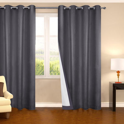 Art Queen 2 Panel 300 x 230cm Eyelet Blockout Curtains - Grey Payday Deals