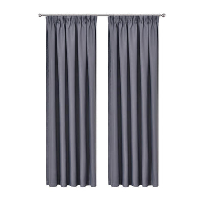 Art Queen 2 Pencil Pleat 140x230cm Blockout Curtains - Dark Grey
