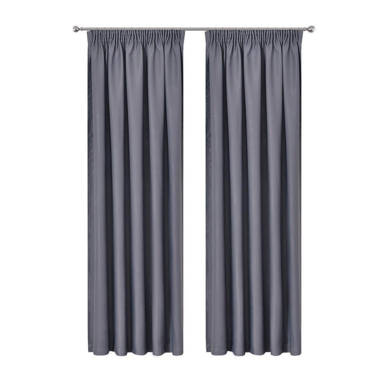 Art Queen 2 Pencil Pleat 180x213cm Blockout Curtains - Dark Grey