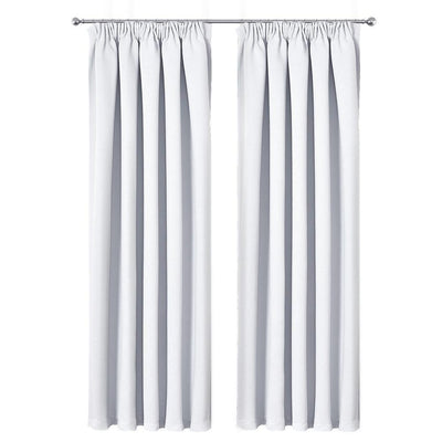 Art Queen 2 Pencil Pleat 240x230cm Blockout Curtains - White