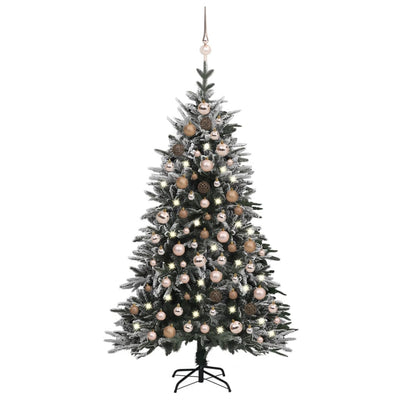 Artificial Christmas Tree LED&Ball Set&Flocked Snow 150 cm PVC&PE