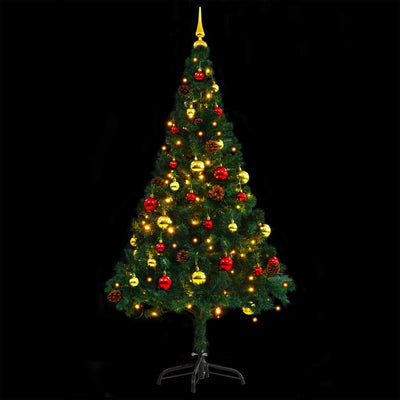 Artificial Christmas Tree with Baubles and LEDs Green 150 cm Payday Deals