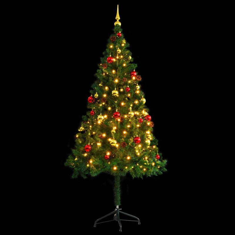 Artificial Christmas Tree with Baubles and LEDs Green 180 cm Payday Deals