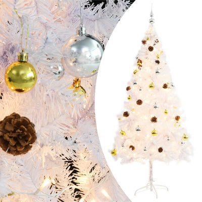 Artificial Christmas Tree with Baubles and LEDs White 180 cm Payday Deals