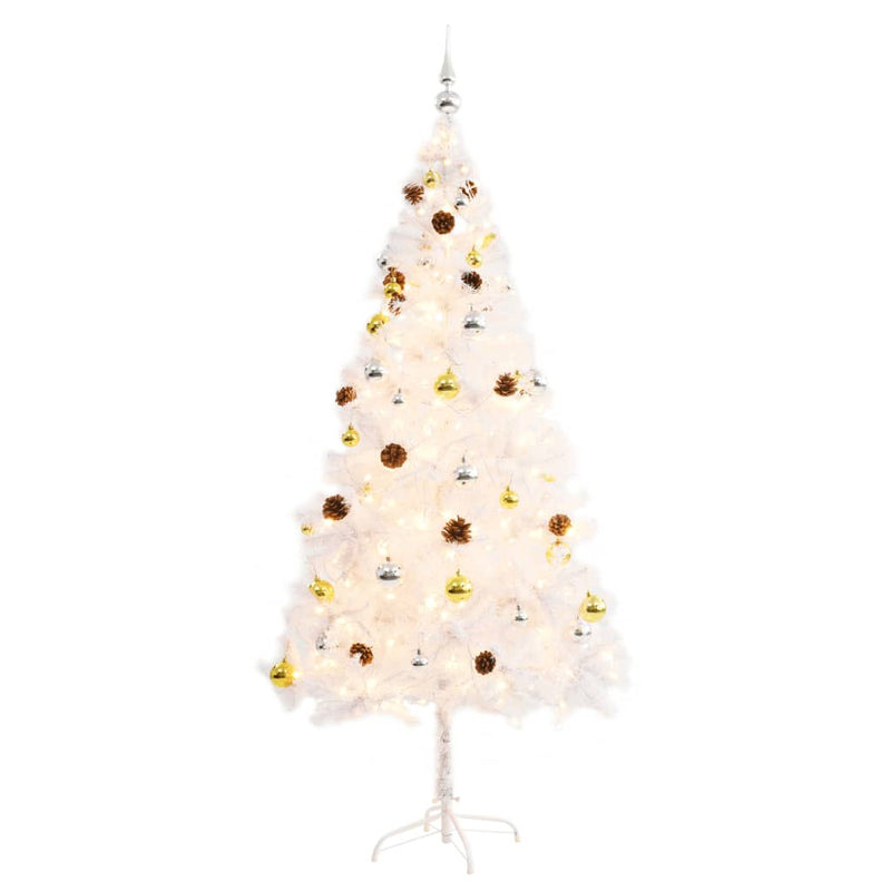 Artificial Christmas Tree with Baubles and LEDs White 180 cm Payday Deals