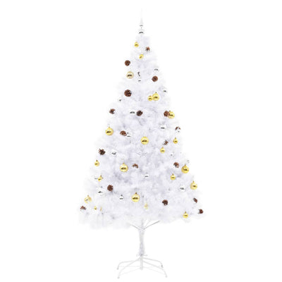 Artificial Christmas Tree with Baubles and LEDs White 210 cm Payday Deals