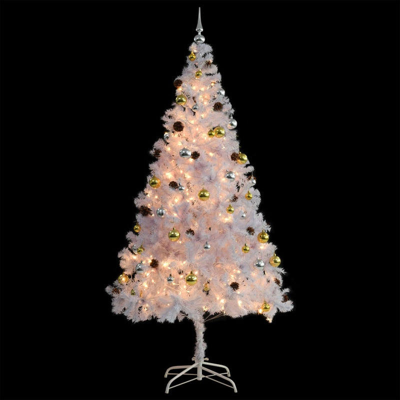 Artificial Christmas Tree with Baubles and LEDs White 210 cm Payday Deals