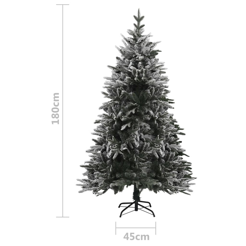 Artificial Christmas Tree with Flocked Snow Green 180 cm PVC&PE Payday Deals
