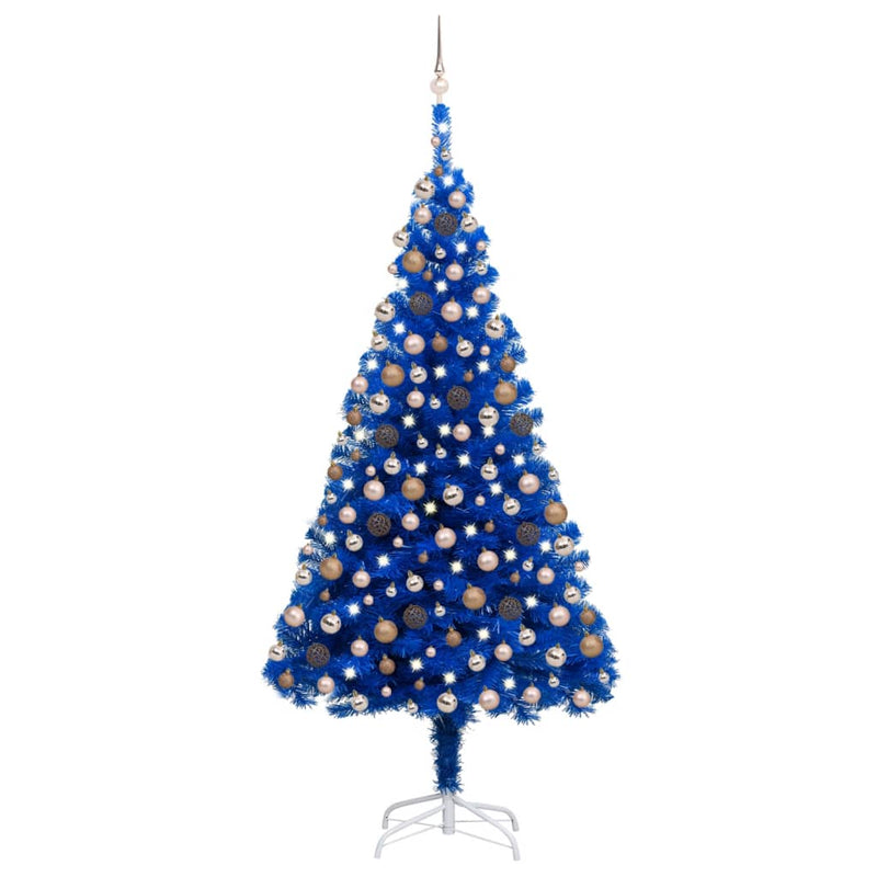 Artificial Christmas Tree with LEDs&Ball Set Blue 210 cm PVC Payday Deals