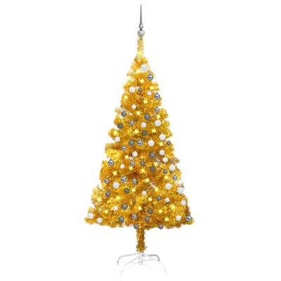 Artificial Christmas Tree with LEDs&Ball Set Gold 120 cm PET Payday Deals
