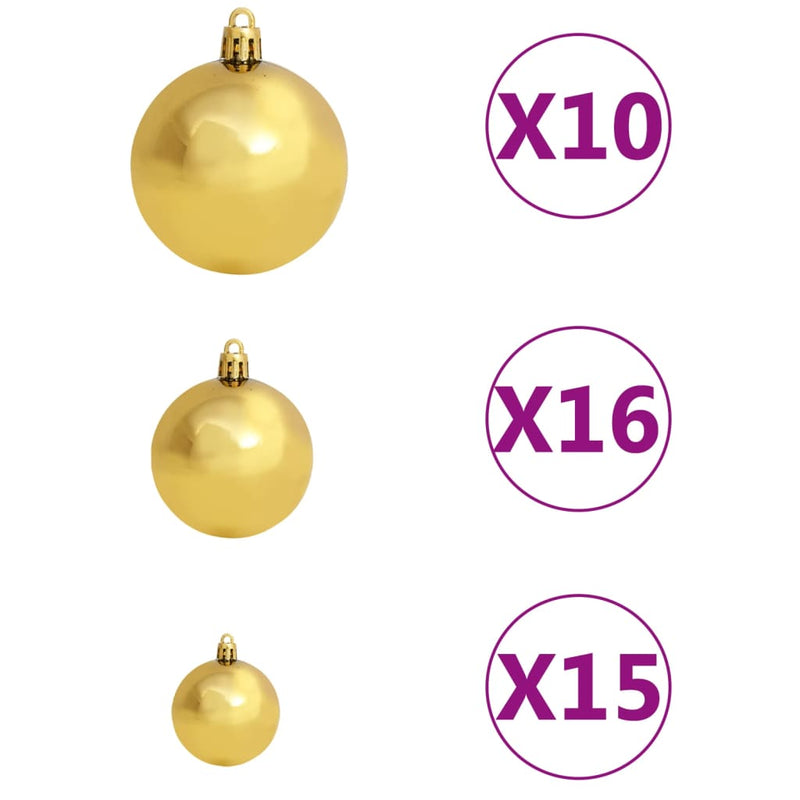 Artificial Christmas Tree with LEDs&Ball Set Gold 210 cm PET Payday Deals