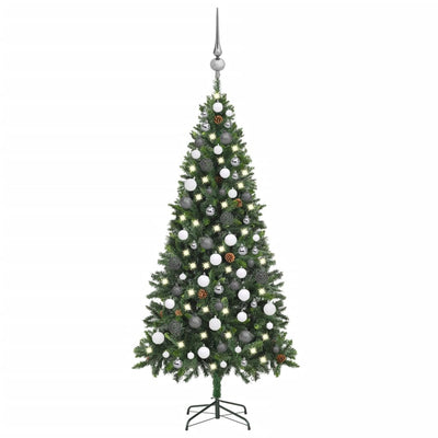 Artificial Christmas Tree with LEDs&Ball Set Pine Cones 180 cm