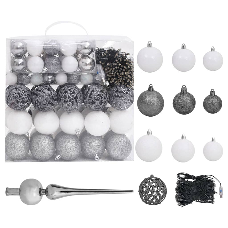 Artificial Christmas Tree with LEDs&Ball Set Silver 240 cm PET Payday Deals