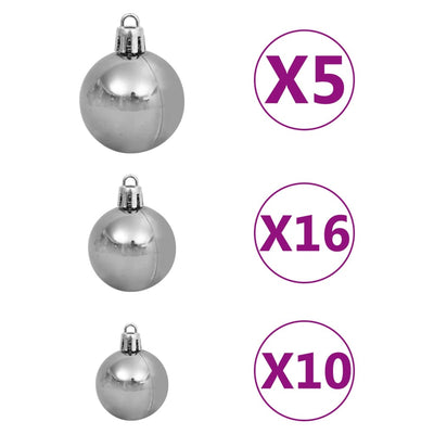 Artificial Christmas Tree with LEDs&Ball Set Silver 240 cm PET Payday Deals