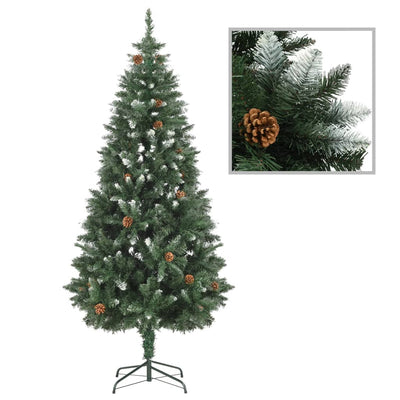 Artificial Christmas Tree with Pine Cones and White Glitter 180 cm