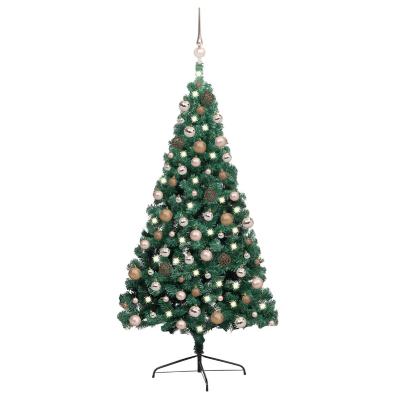 Artificial Half Christmas Tree with LEDs&Ball Set Green 240 cm Payday Deals