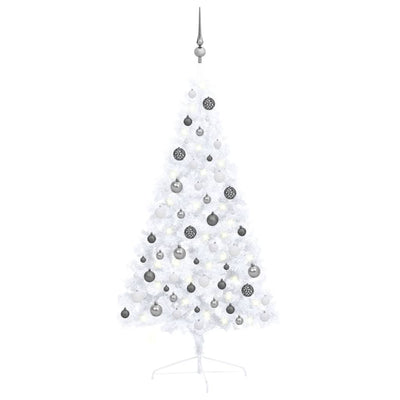 Artificial Half Christmas Tree with LEDs&Ball Set White 120 cm Payday Deals