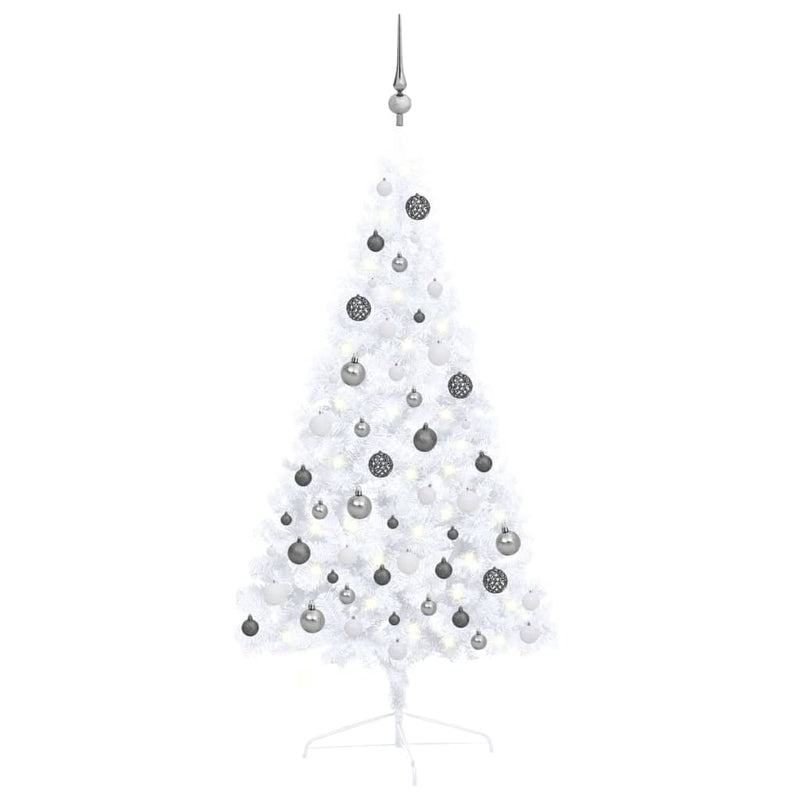 Artificial Half Christmas Tree with LEDs&Ball Set White 120 cm Payday Deals