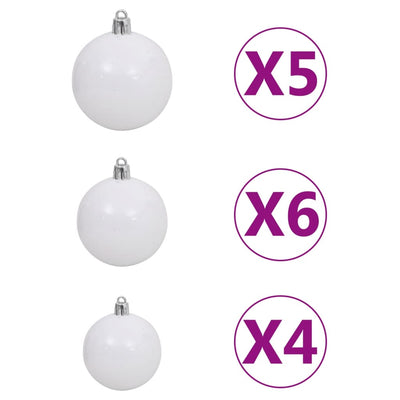 Artificial Half Christmas Tree with LEDs&Ball Set White 120 cm Payday Deals