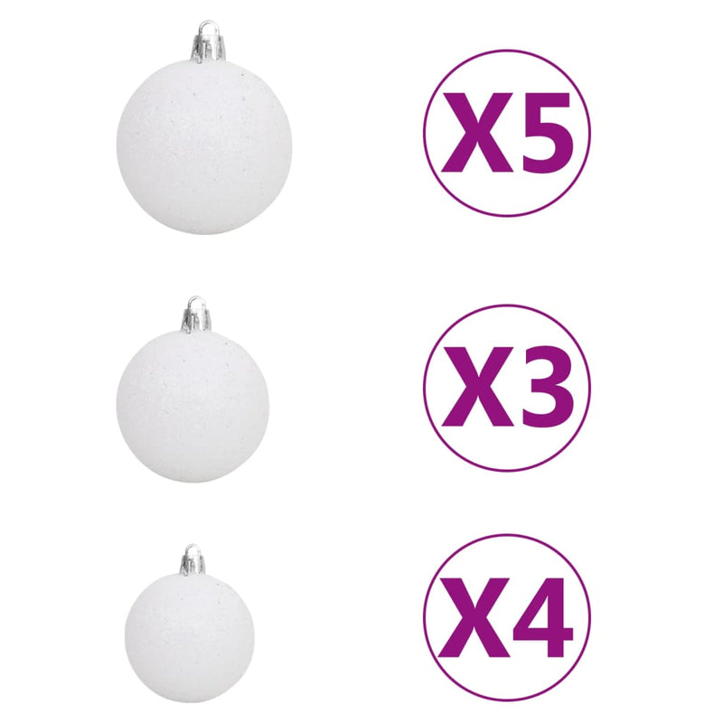 Artificial Half Christmas Tree with LEDs&Ball Set White 150 cm Payday Deals