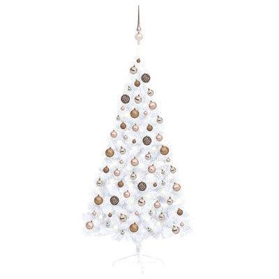 Artificial Half Christmas Tree with LEDs&Ball Set White 150 cm