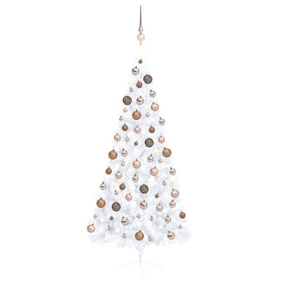 Artificial Half Christmas Tree with LEDs&Ball Set White 180 cm Payday Deals