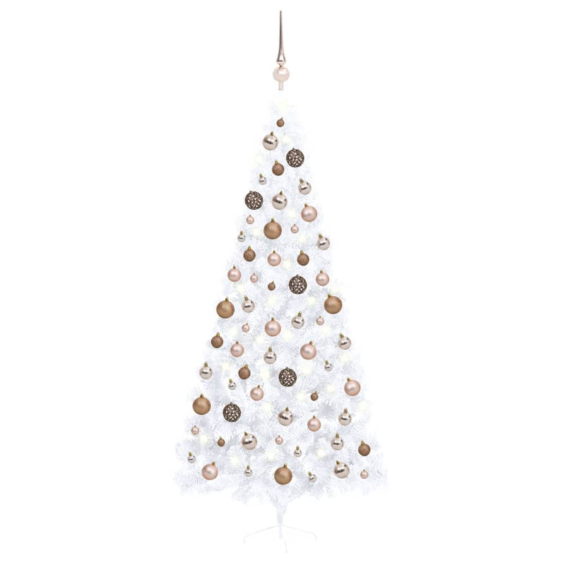 Artificial Half Christmas Tree with LEDs&Ball Set White 240 cm Payday Deals