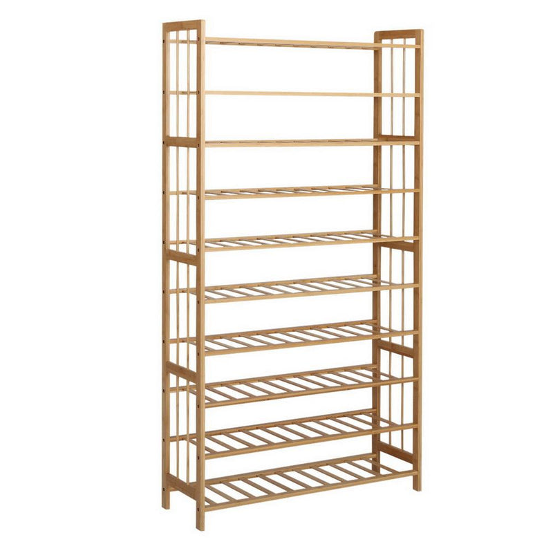 Artiss 10-Tier Bamboo Shoe Rack Wooden Shelf Stand Storage Organizer Payday Deals