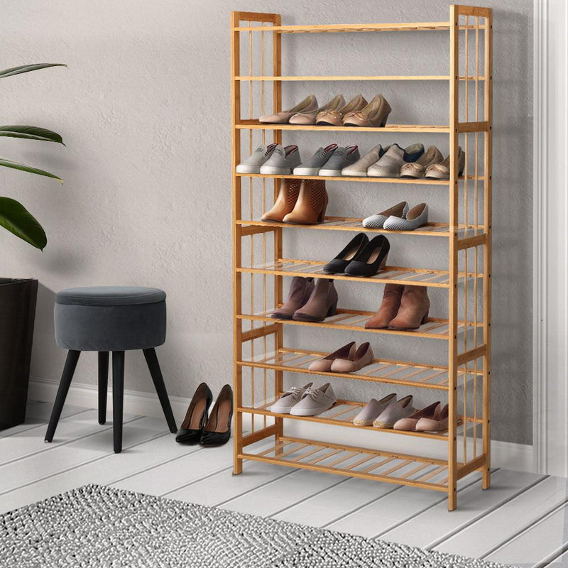 Artiss 10-Tier Bamboo Shoe Rack Wooden Shelf Stand Storage Organizer Payday Deals